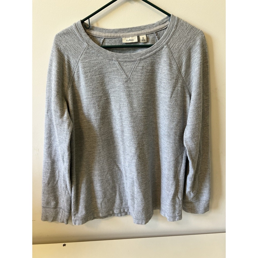 L.L. Bean Sweatshirt Women's Size M‎ Long Sleeve Grey Roll Sleeve